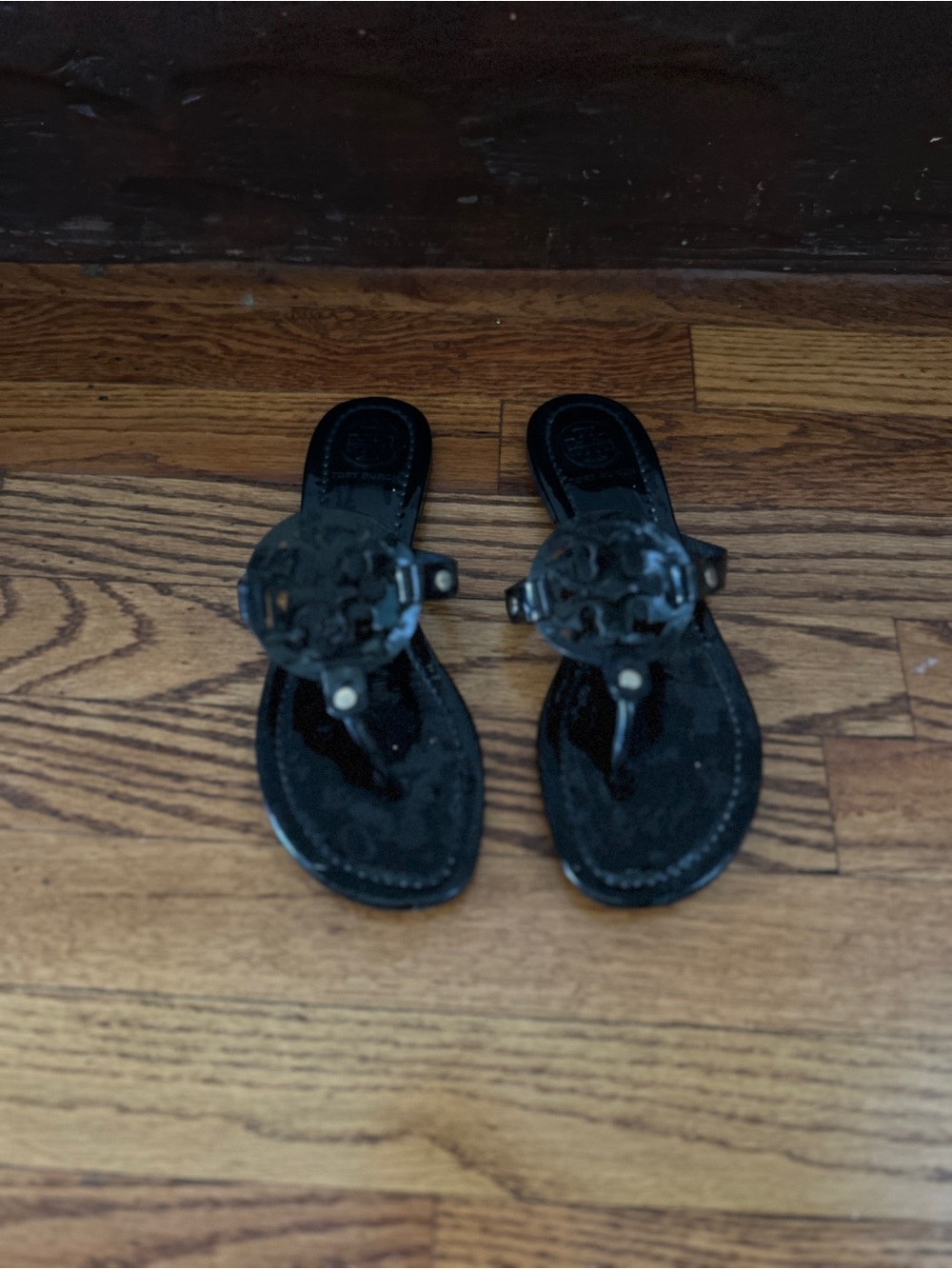 Tory Burch Black Logo Thong Sandals